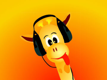 Girafe en dessin avec des écouteurs